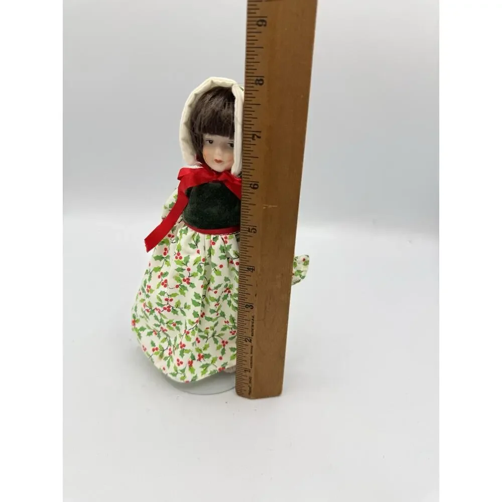 Zasan Porcelain Doll Floral Dress Christmas Ornament Collectible 8